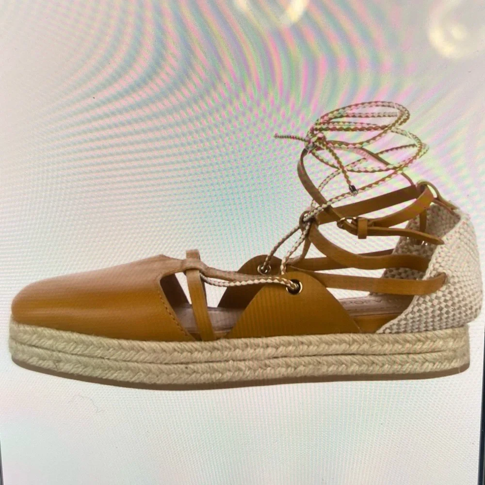 ULLA JOHNSON Brown Espadrille Lace-Up Women's Shoes